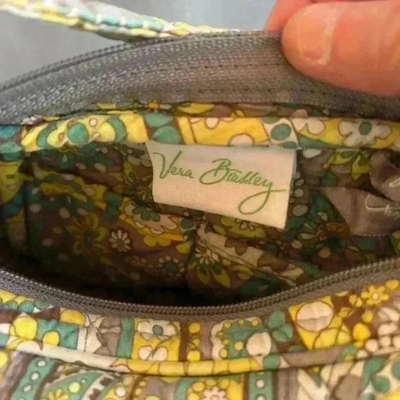 Vintage Vera Bradley Lemon Parfait Quilted Small Shoulder Bag Paisley Pockets - Picture 6 of 8